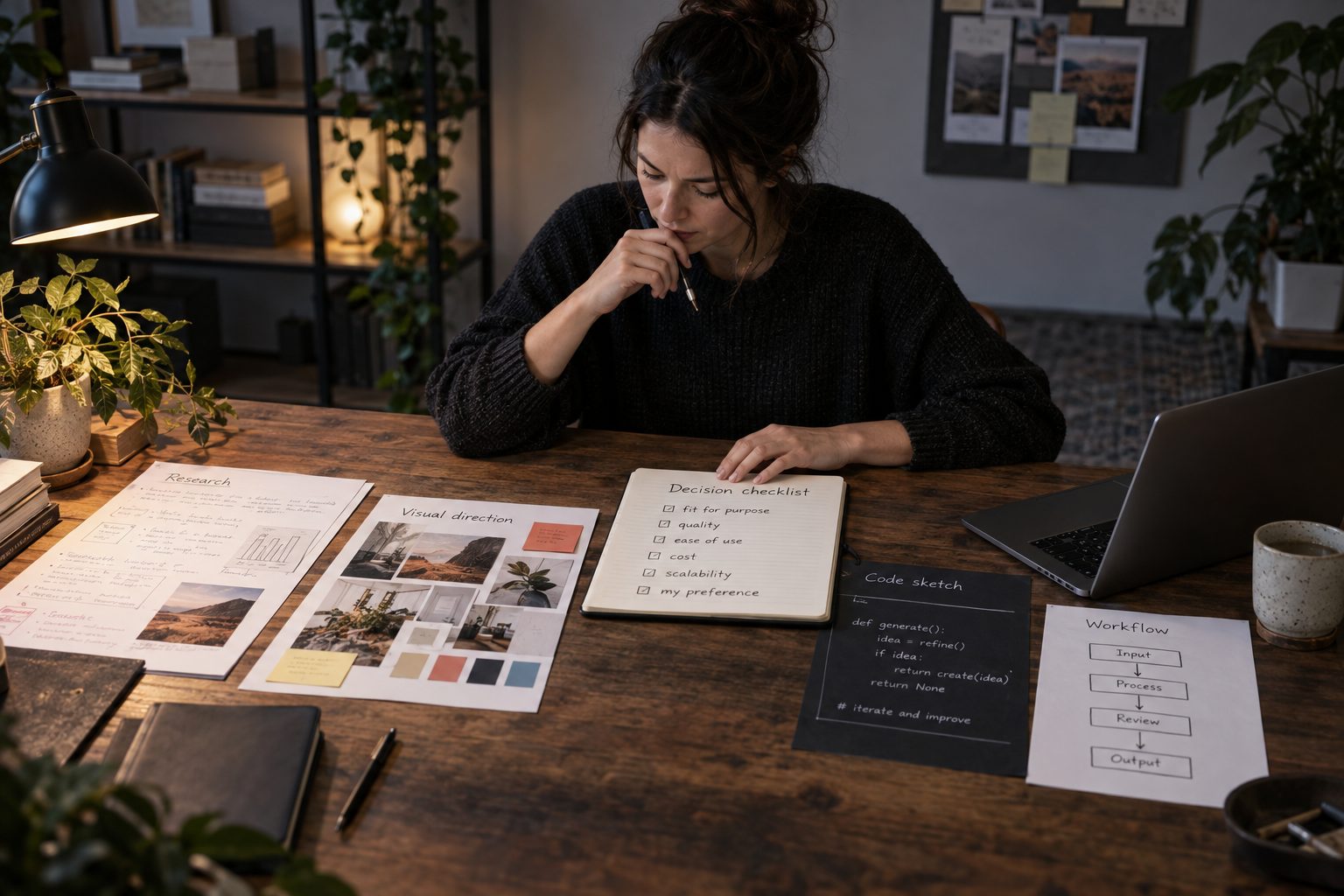 A professional compares several AI tool families using a decision checklist.